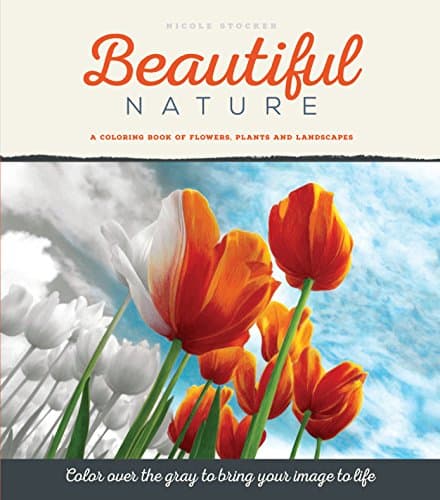 Beautiful Nature: A Grayscale Adult Coloring Book of Flowers, Plants & Landscapes