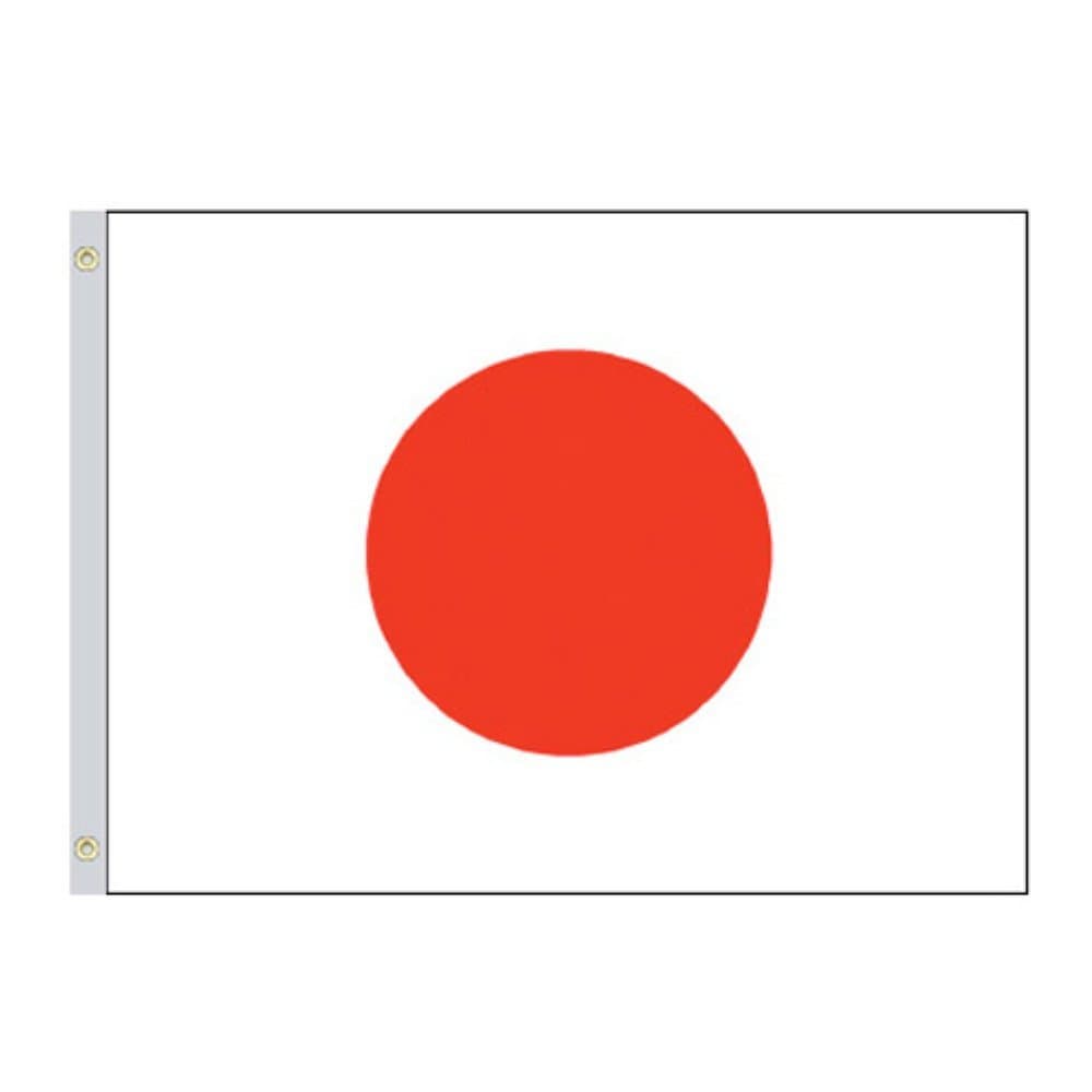 Valley Forge, Japan Flag, Nylon, 3'x5', 100% Made in USA, Canvas Header, Heavy-Duty Brass Grommets