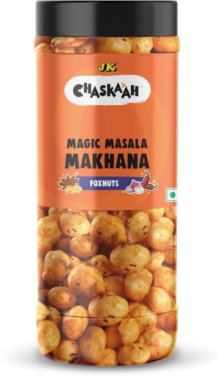 Chaskaah Magic Masala Makhana, 70g by JK (Foxnuts, Phool Makhana) | Vegan | Dry Roasted | Gluten Free | Low Cholesterol | Rich in Calcium