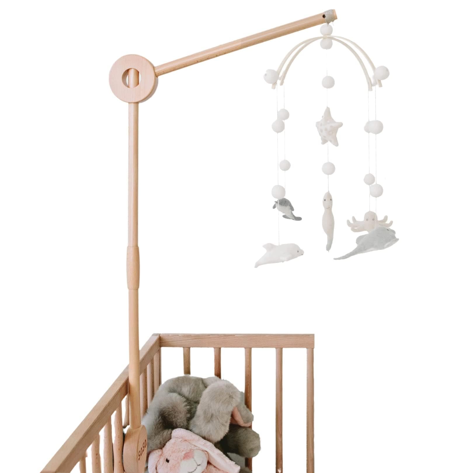 Sasa Wooden Crib Mobile Arm - Baby Mobile Holder for Crib (Beech Wood, 30 inch)