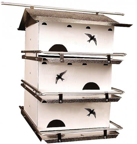 Birds Choice PMW2 Watersedge Purple Martin House 2 Floor/4 Room, Bird House, Small, White/Grey