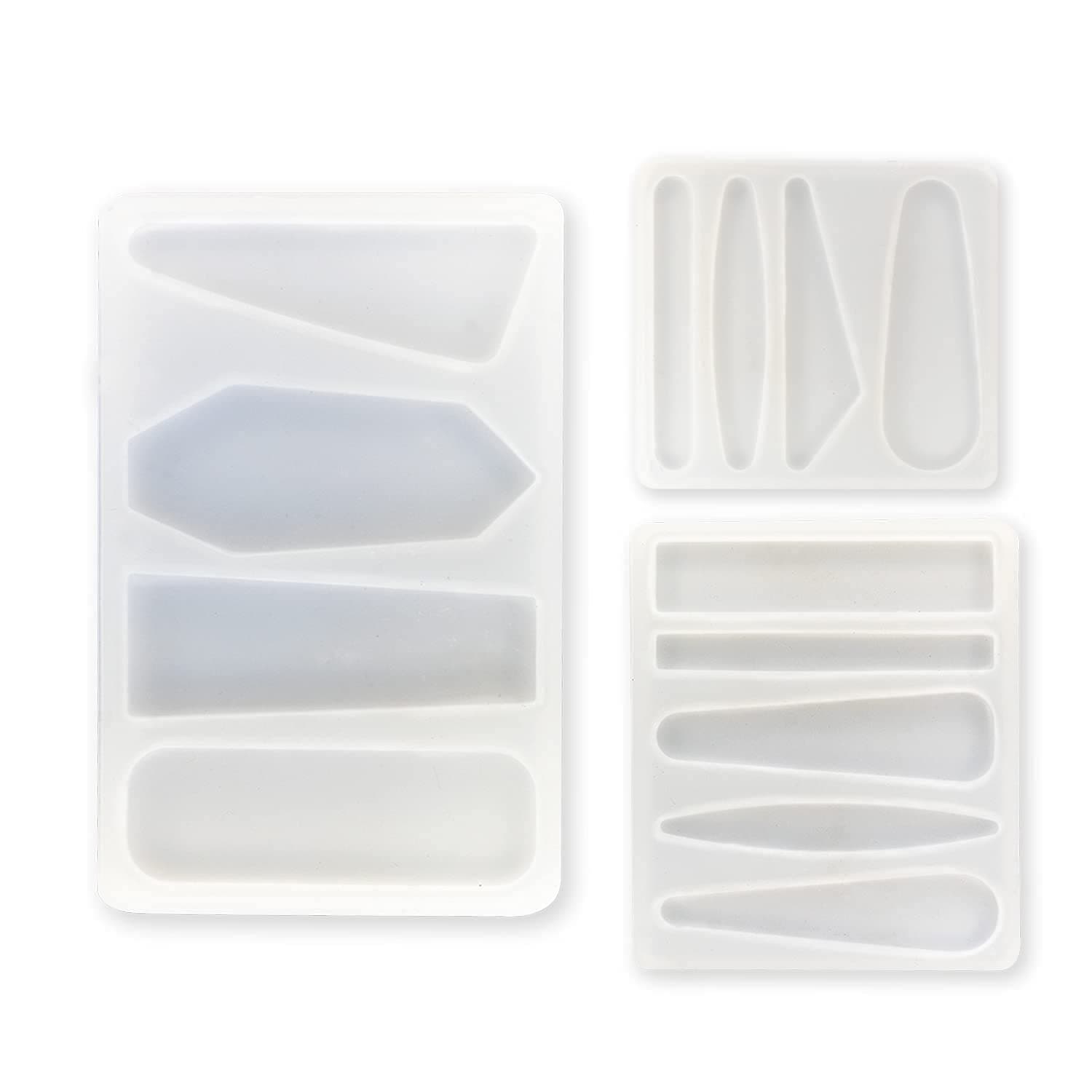 URBAN BOX Resin Molds DIY Hair Pin Casting Mold Set Kit,Hair Clip Mould Strip Silicone Molds Jewelry Molds for Epoxy Resin Hair Pin,Keychain, Bookmark, Pendant Set of 3 with 13 Different Shape(60)