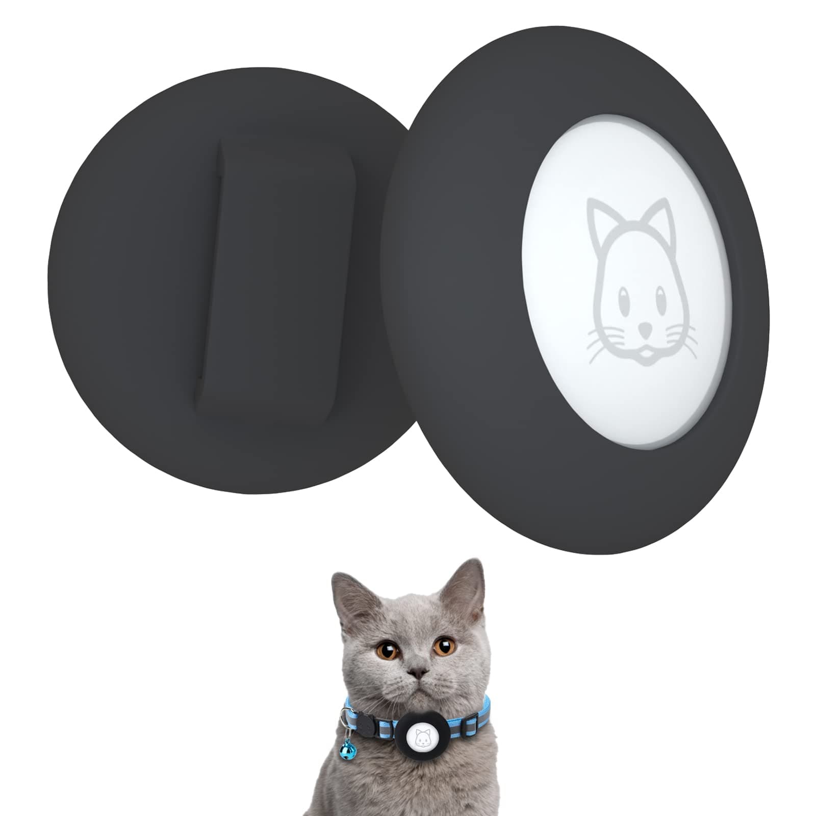 SimpleThings 2022 Airtag Cat Collar Holder, Small Air tag Cat Collar Holder Compatible with Apple Airtag GPS Tracker, 2Pack Waterproof Case Cover for Cat Dog Pet Collar Within 3/8 inch (2 Black)