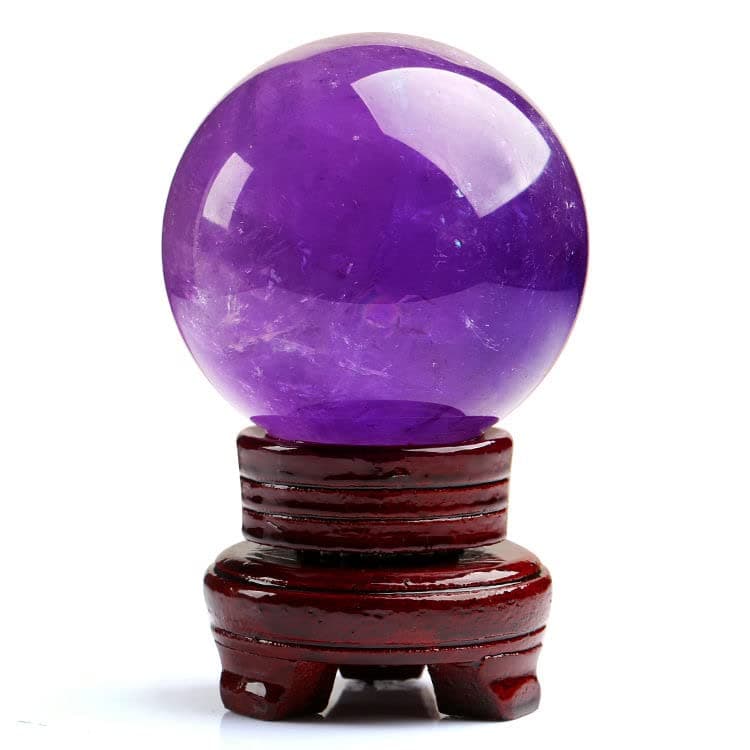 Realgem-Natural Amethyst Quartz Crystal Sphere Ball Healing Stone 50mm + Stand