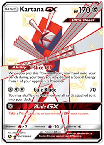 Kartana GX SV73/SV94 Ultra Rare Pokemon Card (Hidden Fates) + 1x TitanCards® Toploader