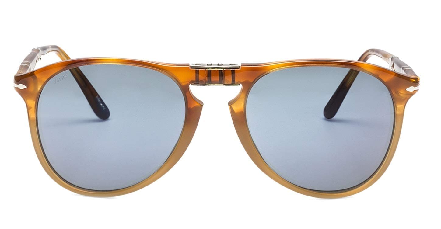 Persol PO9714S Sunglasses Havana Vintage Celebration w/Light Blue Lens 55mm 102556 PO9714