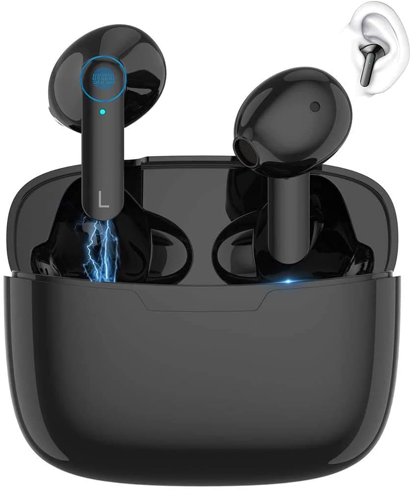 Acokki Bluetooth Headphones Wireless Earbuds, Deep Bass HiFi 3D Stereo Sound Headset Built-in Mic Earphones with Portable Charging Case for Smartphones and Laptops