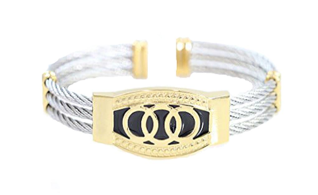 AlphaCell Designer Luxury Cable Wire Bracelet for Women Men (Silver Wire) Triple 3 Titanium Steel Cable Wire Cuff Twisted Bangle Bracelet