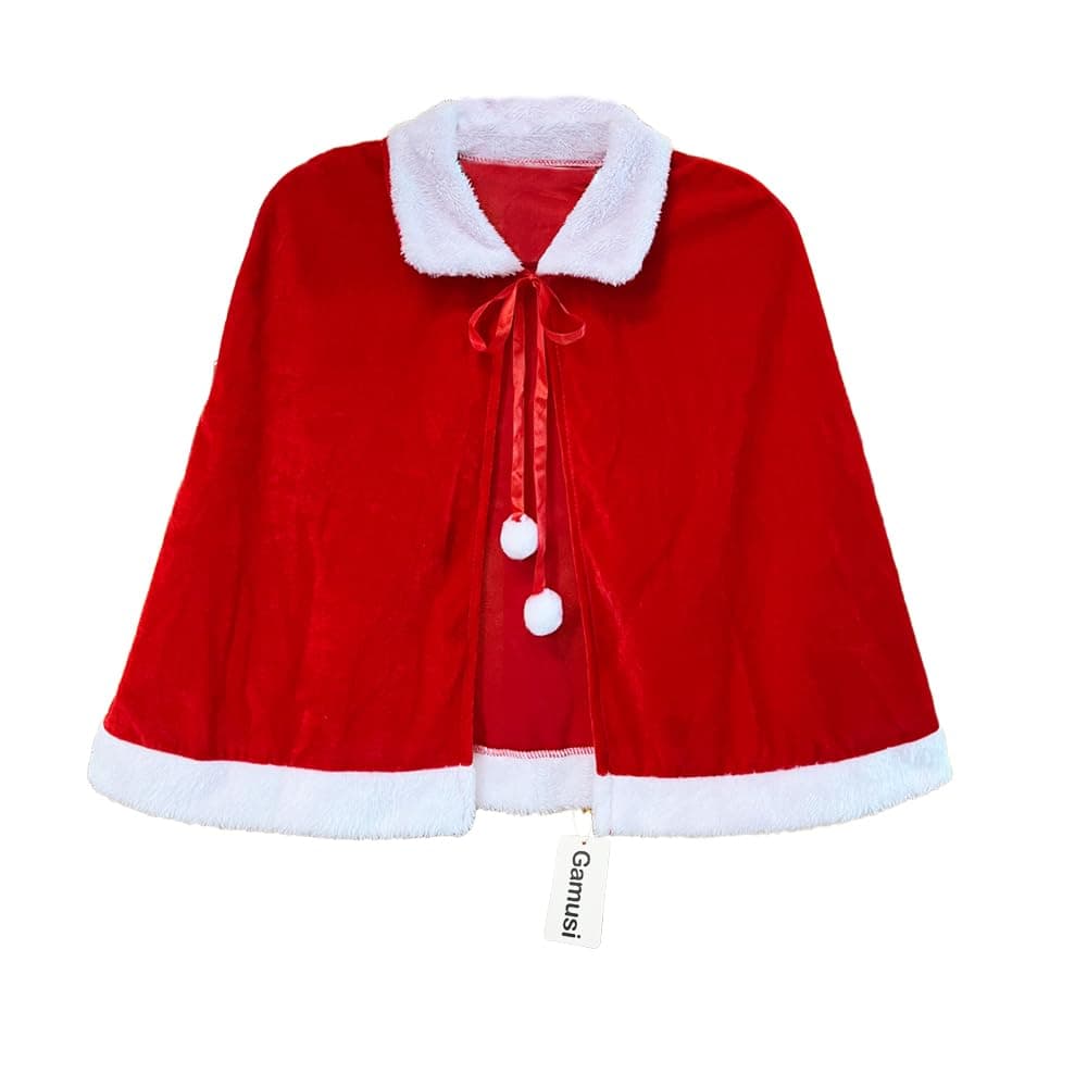 Christmas Velvet Shawl Cloak Cape Mrs Santa Claus Cape Robe Halloween Costume Red