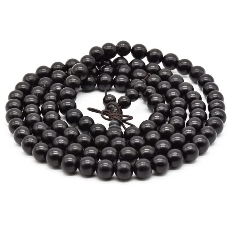 ANAWARIYAS Karungali Malai 8 mm 108+1 beads Orignal Ebony Mala, Natural Black Ebony Wood Mala for Meditation Pooja Chanting Wearing Jewelry Prayer Beads