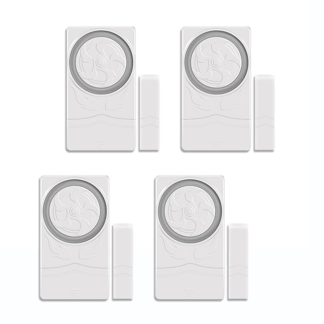 Mengshen Home Security Door Alarms 4 Pack, Magnetic Window Open Sensor Burglar Anti Theft Alert Chime Siren 110dB for Kids Elderly Safety Garage RV Drawers Safes DIY Protection