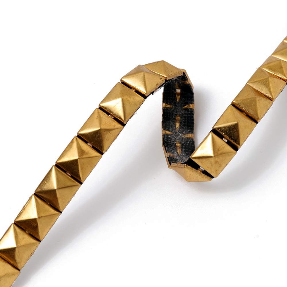 Hot Fix Pyramid Stud Nailhead Trim, Metal Iron-on Nailhead Trim by 1-Yard, 10mm(3/8''), Gold, TR-11013