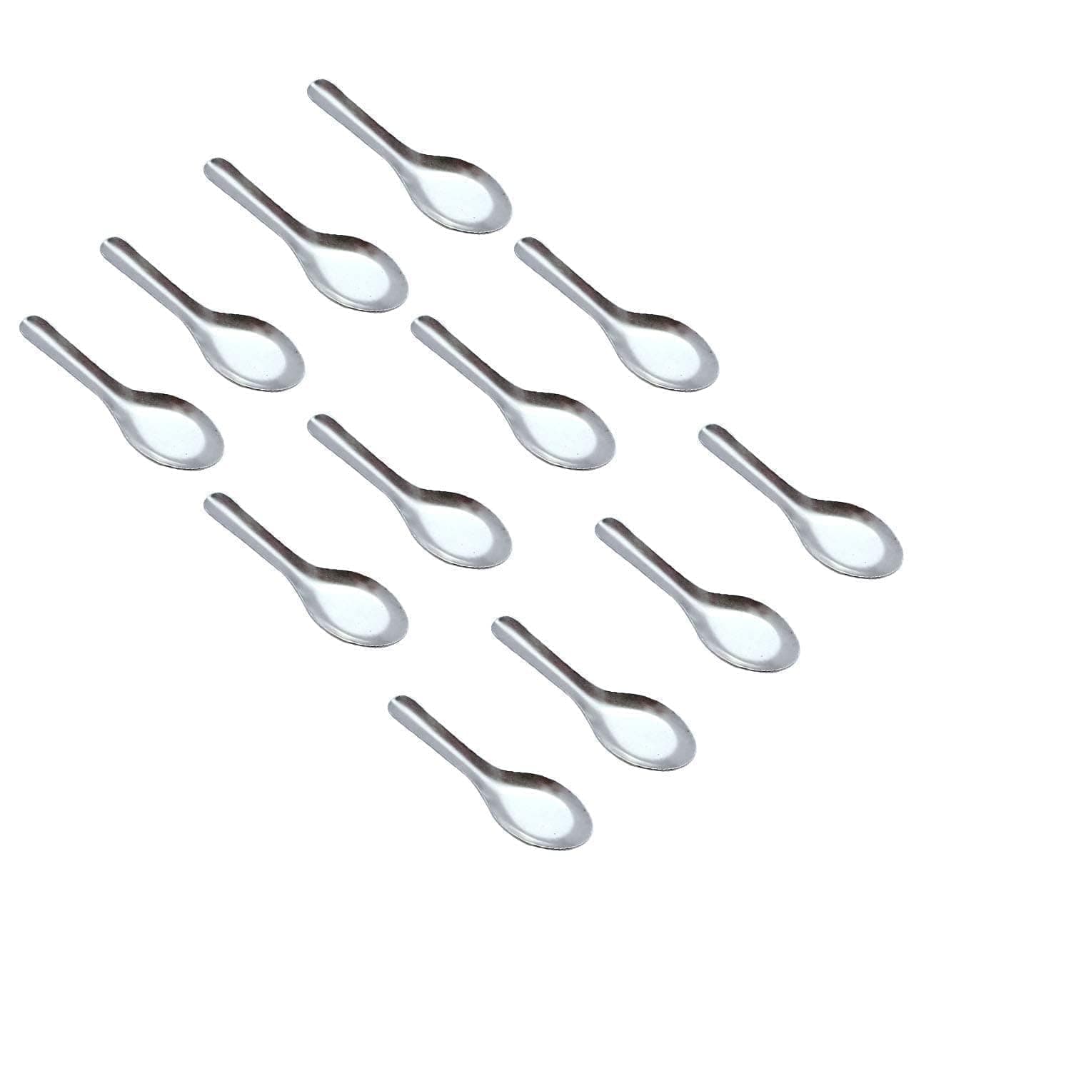 Melostu Stainless Steel Mini Coffee Tea Spoons Stainless Steel Spice Box Spoons Set of 12 (Silver Color)