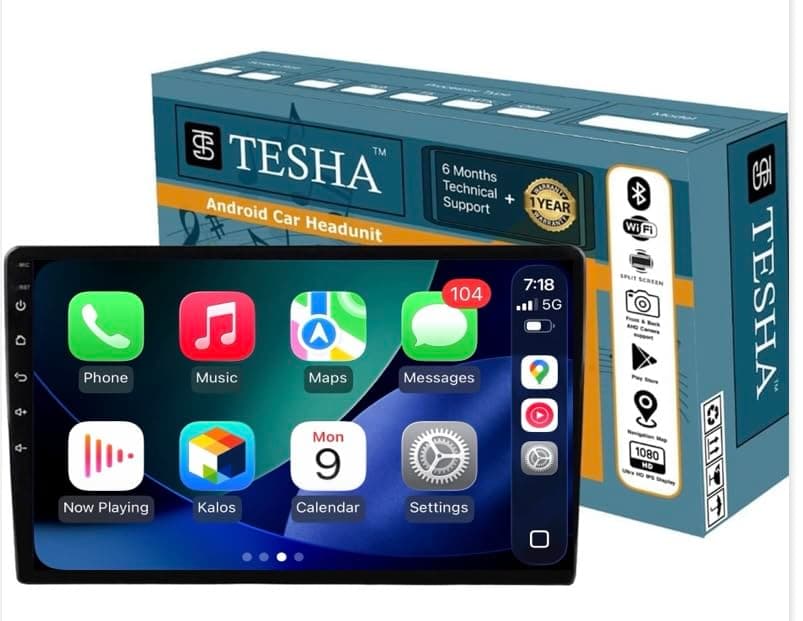 TESHA 9" Android Car Stereo/Headunit for car/Capacitive Touch Screen/GPS + Steering Control Module/Full HD Screen (Ts9 4/32(Wireless Android auto & Carplay))