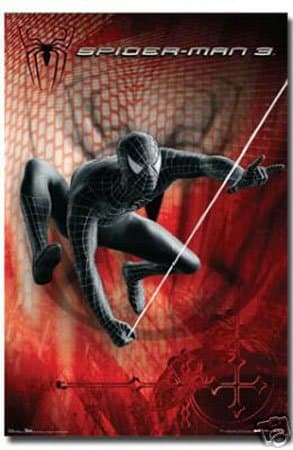 (24x36) Spider-Man 3 Movie (Black Spidey, Swing) Poster Print