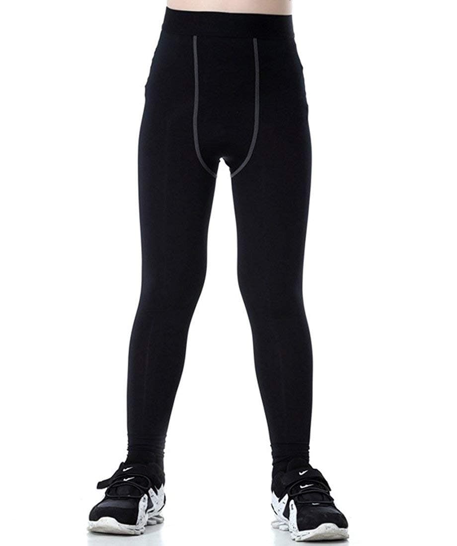 Youth Boys Football Compression Pants Sports Running Stretch Baseball Leggings Athletic Tights Baselayer for Kids