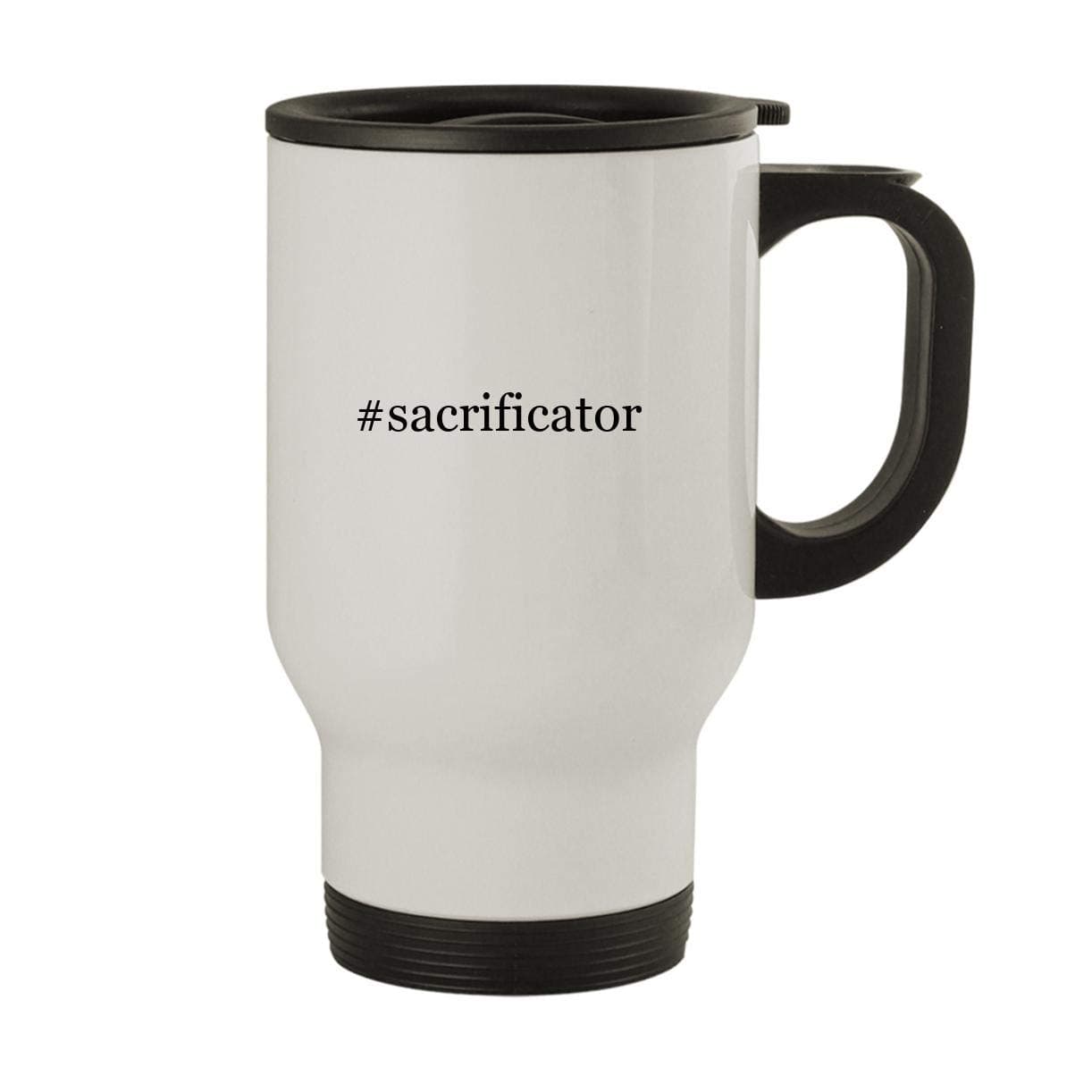 #sacrificator - Stainless Steel Hashtag 14oz Travel Mug, White