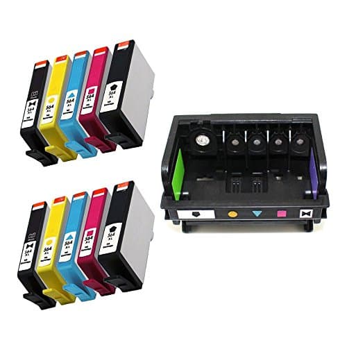 RIGHTINK 1Pack 5Slot 564XL CB326-30002 CN642A Printhead / Plus Ink Cartridge for HP564XL 10Pack(BK/PBK/C/M/Y) for HP Photosmart Premium Printers