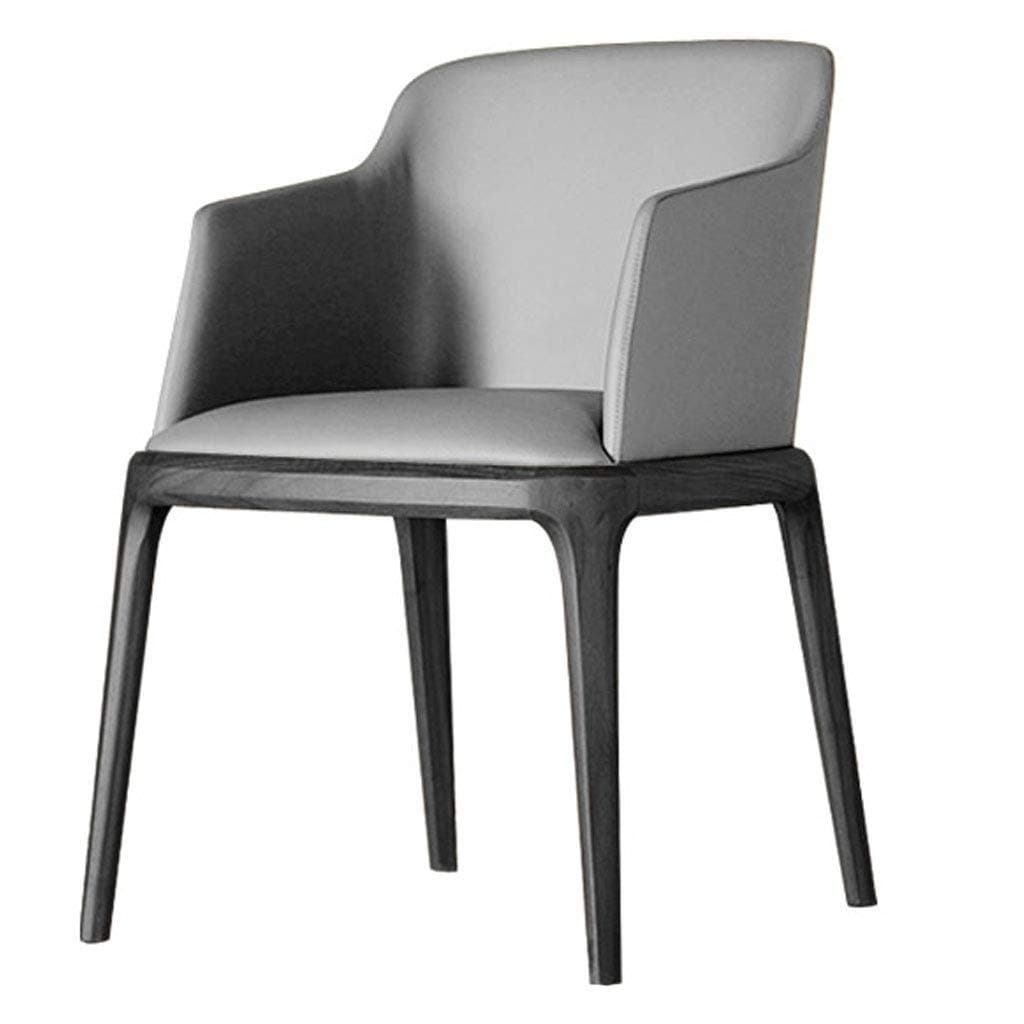 LLYU Nordic Modern Minimalist Leisure Wood Dining Chair Upholstered Leather Armchair Concise Home Kitchen Living Room Chair Cafe Backrest Chair Anti-Slip (50x55x82cm) (Color : Gray)