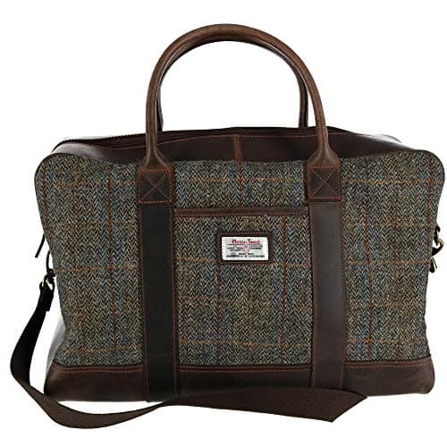 The British Bag Company Mens Carloway Harris Tweed and Leather Holdall Briefcase