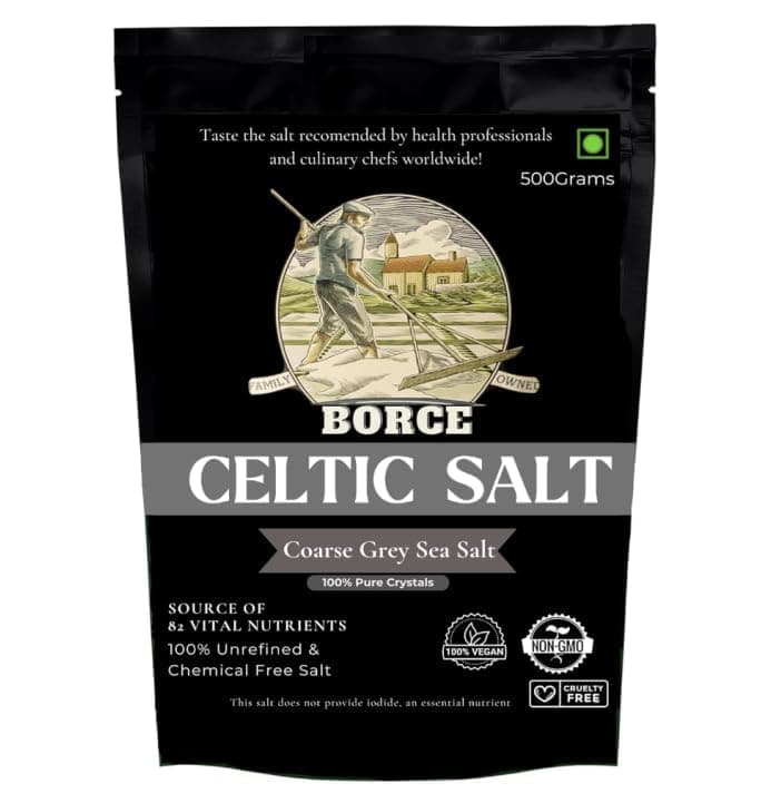 920 GM, Organic Borce Celtic Salt - Natural & Pure Unrefined Gourmet Salt from Deep Sea, Rich in 82 Mineral Coarse, Ideal for Cooking, Seasoning, & Health Benefits