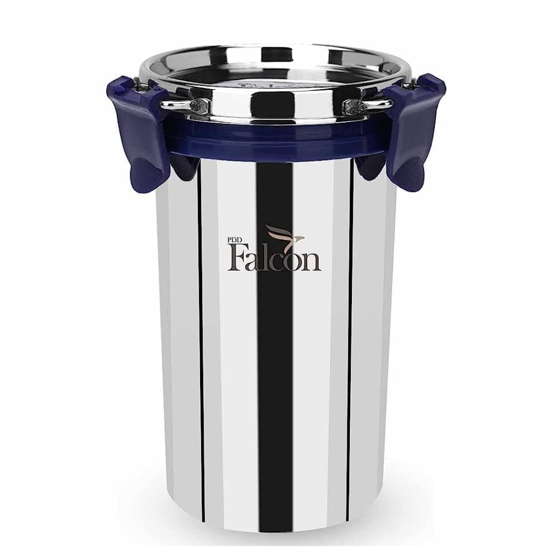 Pdd Falcon Stainless Steel Eco Nxt Tumbler/Glass with Steel Lid and Extra clamp, 100% Leak Proof (300ml)
