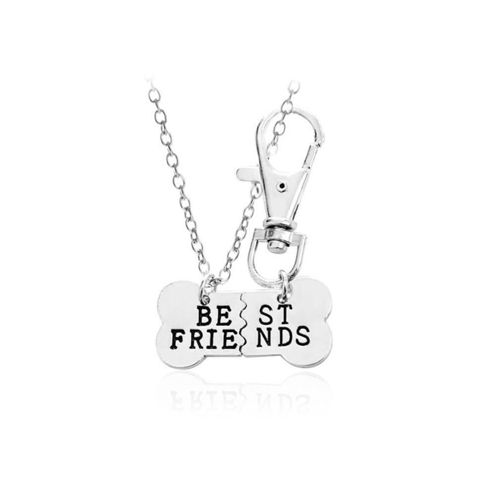 ShiQiao SplBFF Friendship Necklace Key Chain Best Friends Charm Necklace Keychain Dog Bone Puzzle Pendant Matching Gift Set for 2
