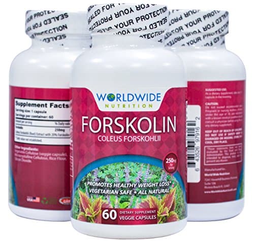 Worldwide Nutrition 100 Percent Pure Forskolin Extract with 20 Percent Standardized Forskolin, 60 Capsules, 250 Milligram, Appetite Suppressant, Natural Weight Loss Supplement