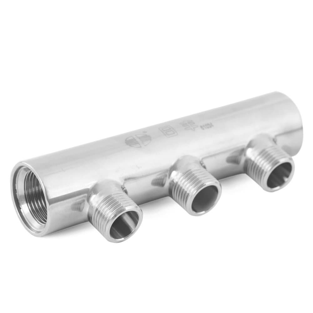 Deliao 3 Way Distribution Water Manifold Air Flow Pump Tubing Thread 3 Positions Inline Quick Adapter Air Hose Manifold Underfloor Heating System Distributor Double-Head