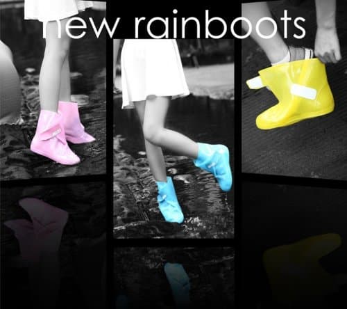 Bearcat Luxury Reuse Portable Colorful Girl's Women's Rainboots Waterproof Shoe Covers Mini Style (small, pink)