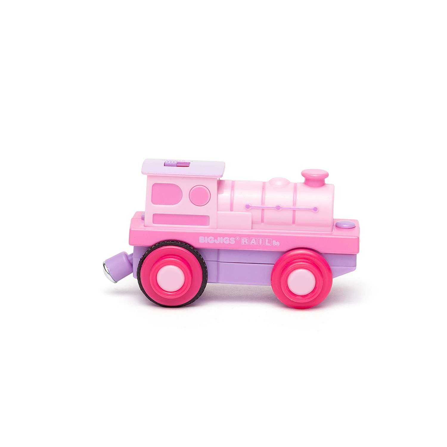 Bigjigs Rail Battery Powered Pink Loco Train | Motorised Engine Accessories for Wooden Railway Track Set | Model Toy Gift for 3+ Year Old Kids | Ideal as an Educational Tool for Children