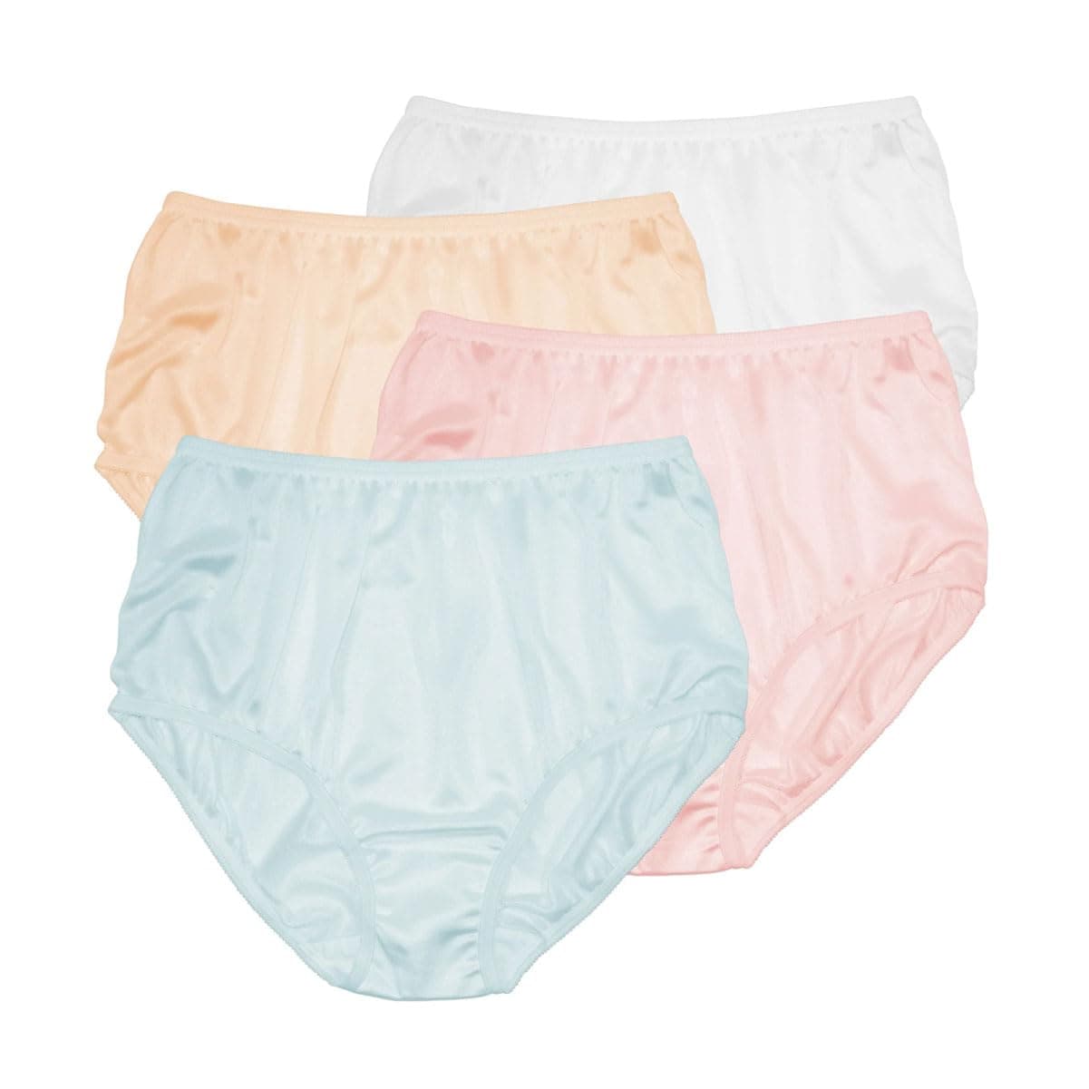 Teri Women's 331 Plain Jane Classic Nylon Silky-Smooth Lightweight Breathable Full Coverage Brief Panty - 4 Pack