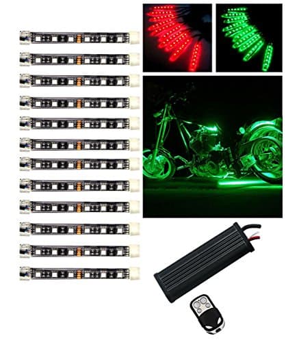 AXGLOW 12pc Universal Million Color Motorcycle LED Lights Kit Remote Control and Waterproof Automotive Neon Underglow Light