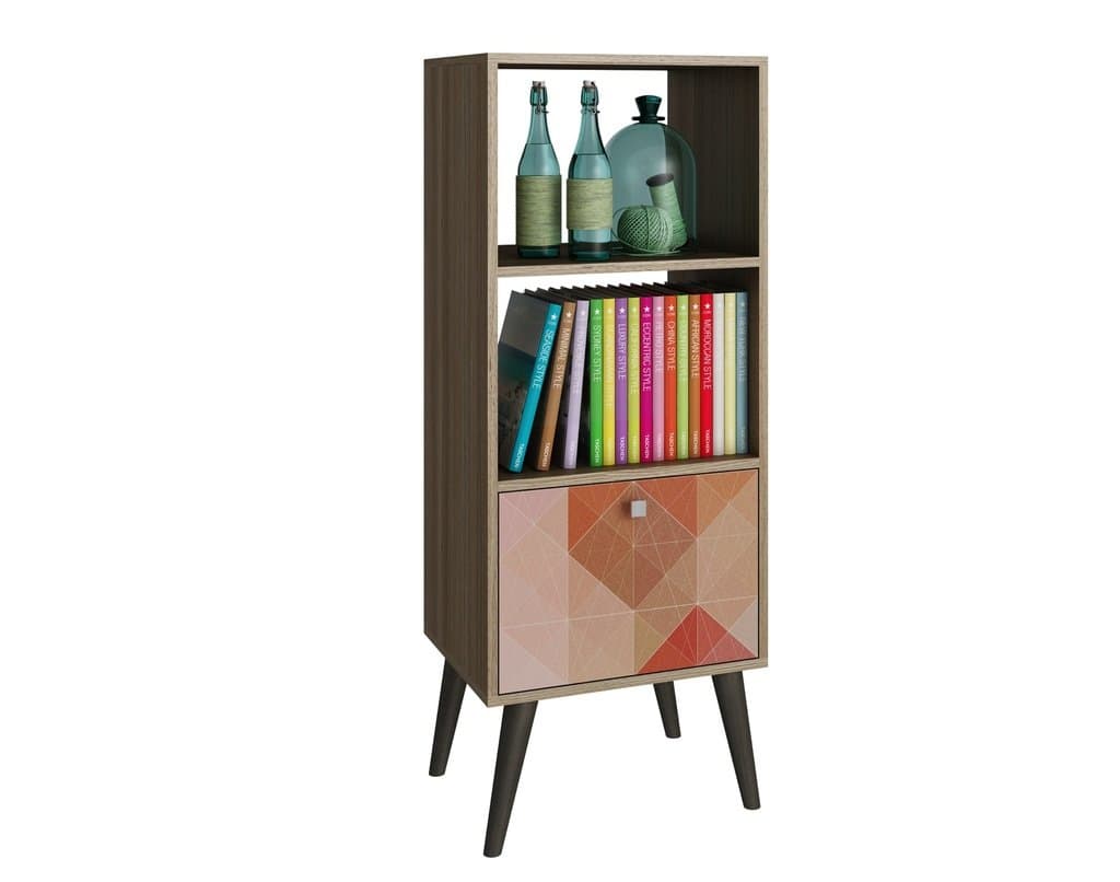 Manhattan Comforts Sami Double Bookcase, Oak and Stamp
