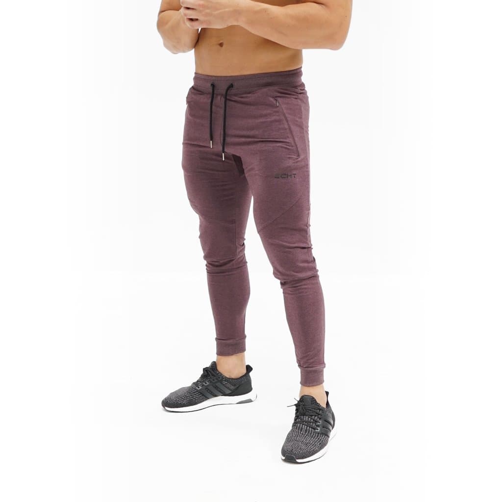 ECHT Tapered Burgundy Joggers V3 Men Pants Gym Wear Sweat Trousers Slim Fit Bottoms