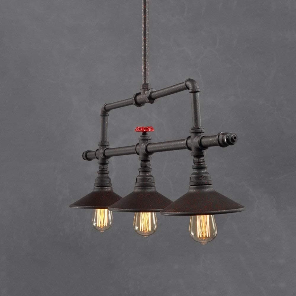 E27 Edison Vintage Lámpara De Techo De Tubo Industrial Estilo Granja Lámpara De Techo De Metal Envejecido Rústico Lámpara Colgante para El Hogar Cocina Comedor 3 Luces