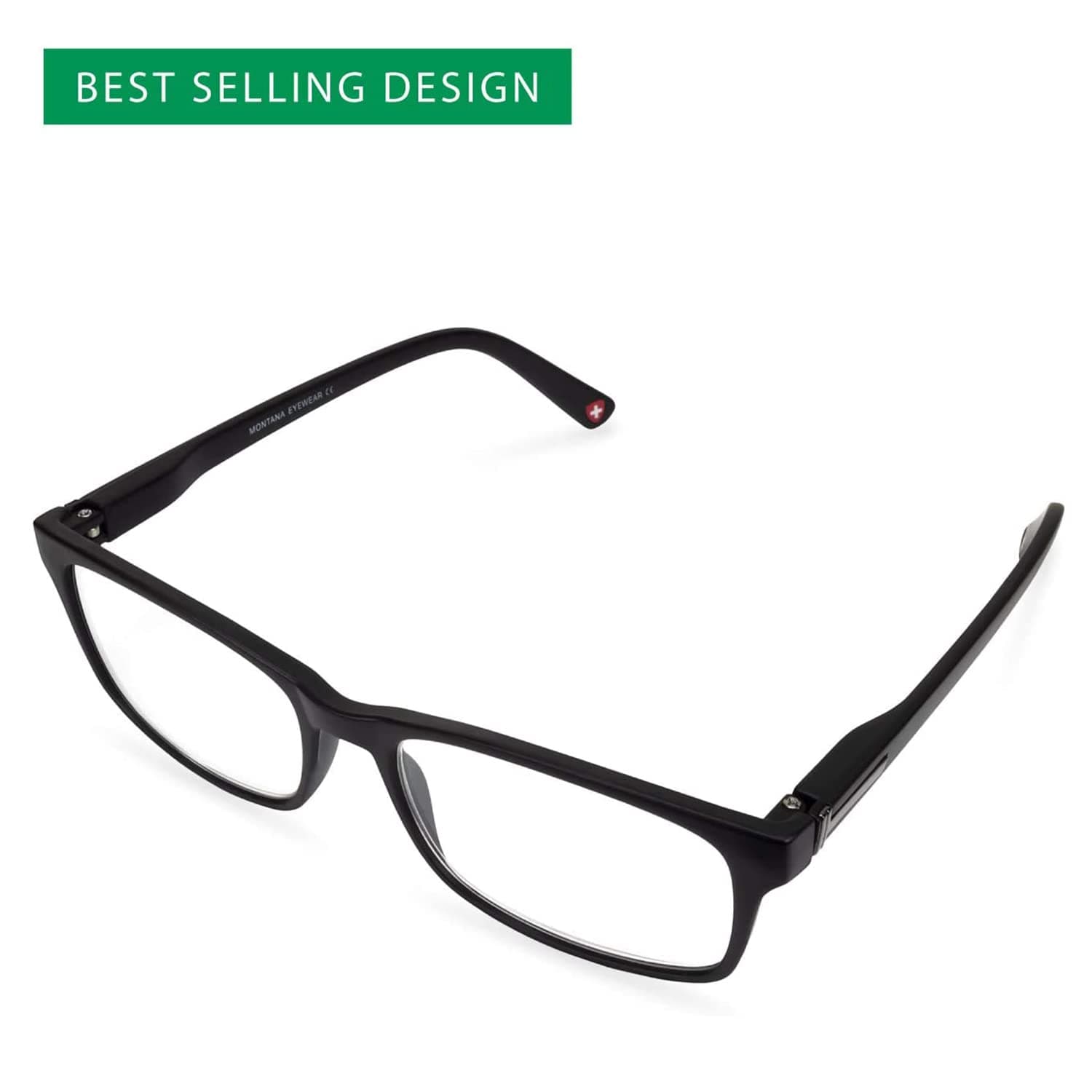 Mens Reading Glasses Womens Reading Glasses 1 1.5 2.0 2.5 3 3.5 | Reader Glasses, Black Frame Spectacles Square Rim| Trendy Eyeglasses Spectacles Geek Nerd Style Sold in UK Opticians (+2.00)