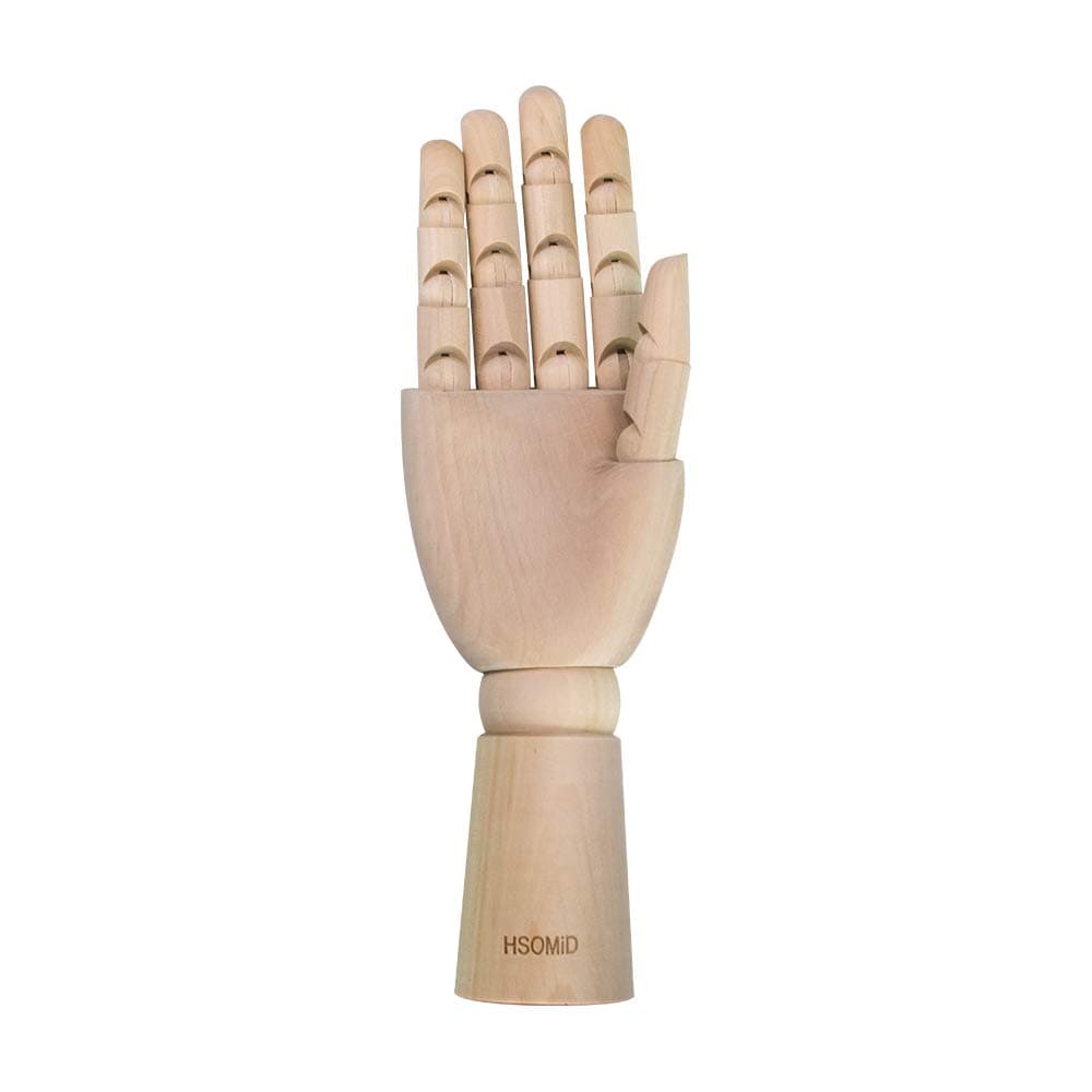 HSOMiD Flexible Wooden Hand Model Moveable Wooden Artists Manikin Hand Figure 10 Inches Right Hand Model for Sketching Drawing Painting Home Office Desk Decoration(10 Inch Right Hand)