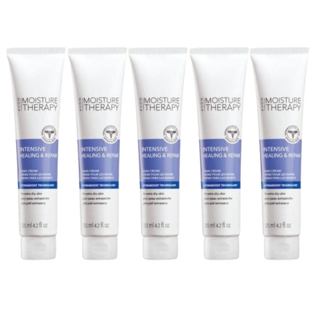 Avon Moisture Therapy Intensive Healing & Repair Hand Cream Lot of 5, 4.2 fl. oz. Each – Deep Hydration for Dry, Cracked Skin, Fragrance-Free, Hypoallergenic,