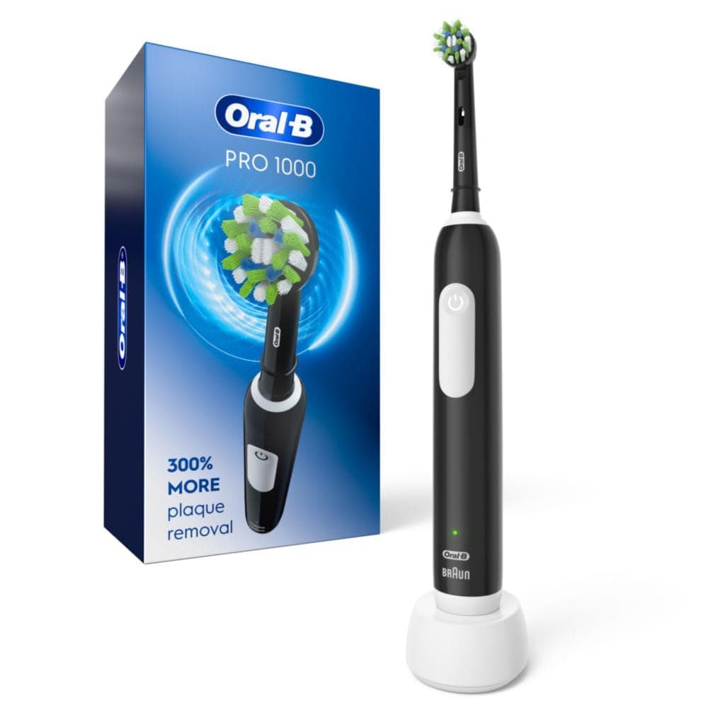 Black Pro 1000 Power Rechargeable Electric Toothbrush For Adults Powered By Braun,Pack Of 1
