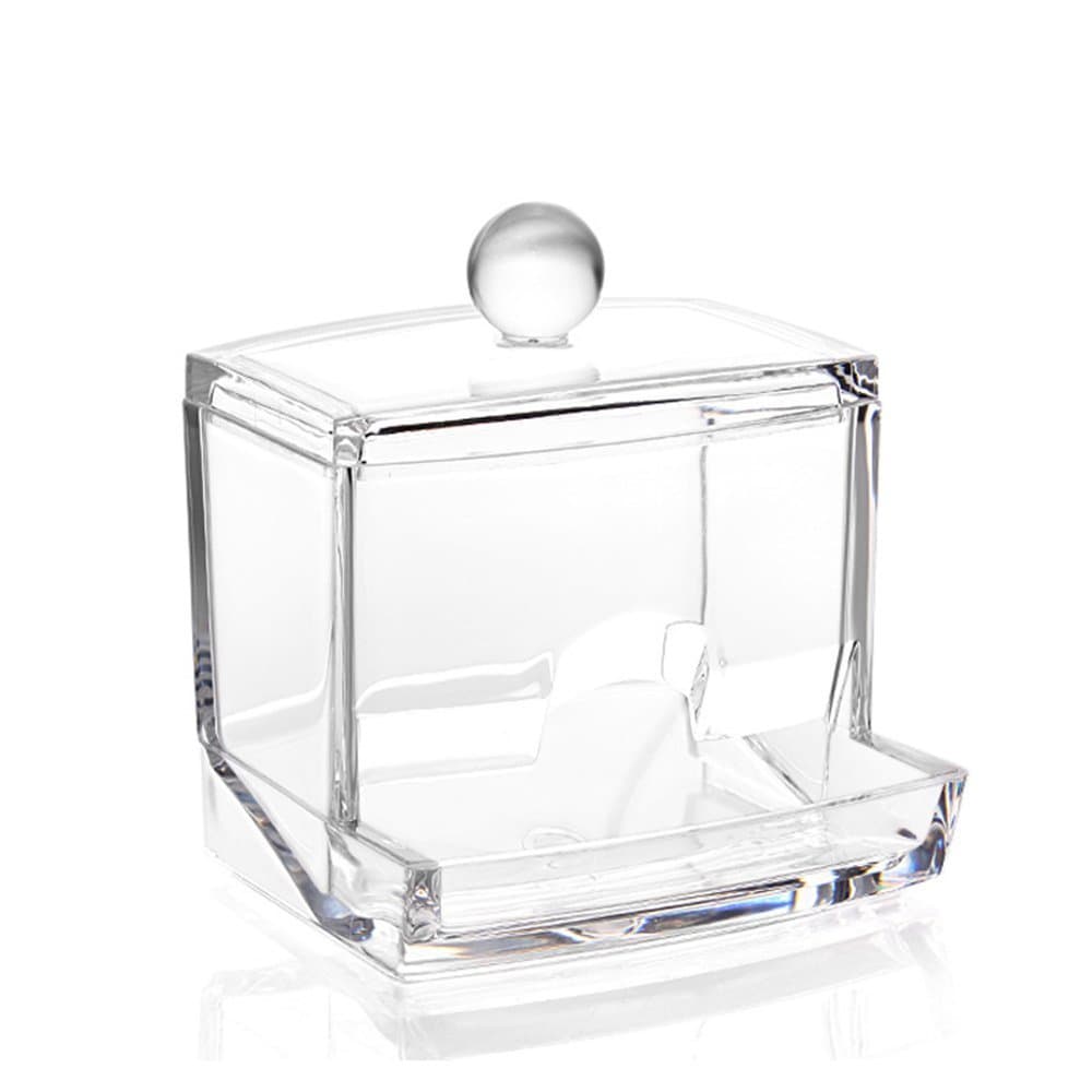 Twinsisi Clear Acrylic Cotton Swab Box Case, Q-Tips Cotton Swabs Holder Cotton Bud Storage Box, Workbox Container Exquisite Crystal Clear
