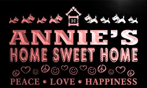 tag096-r Annie's Home Sweet Home Scottie Dog Peace Love Neon Light Sign