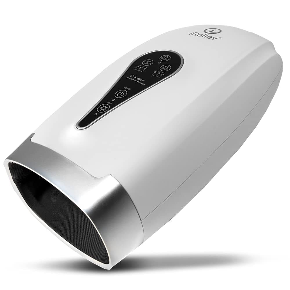iReliev Cordless Electric Hand Massager with Compression, 6 Levels Pressure Point Therapy Massager for Arthritis, Pain Relief, Carpal Tunnel, and Finger Numbness, Hand Massager with Heat