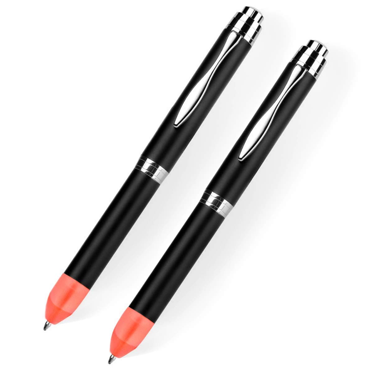 YacigLed Pen, Led Penlight, Metal Light Pen with Frosted Lighted-Tip Night Vision, Help Writing in the Dark Red-2Pack