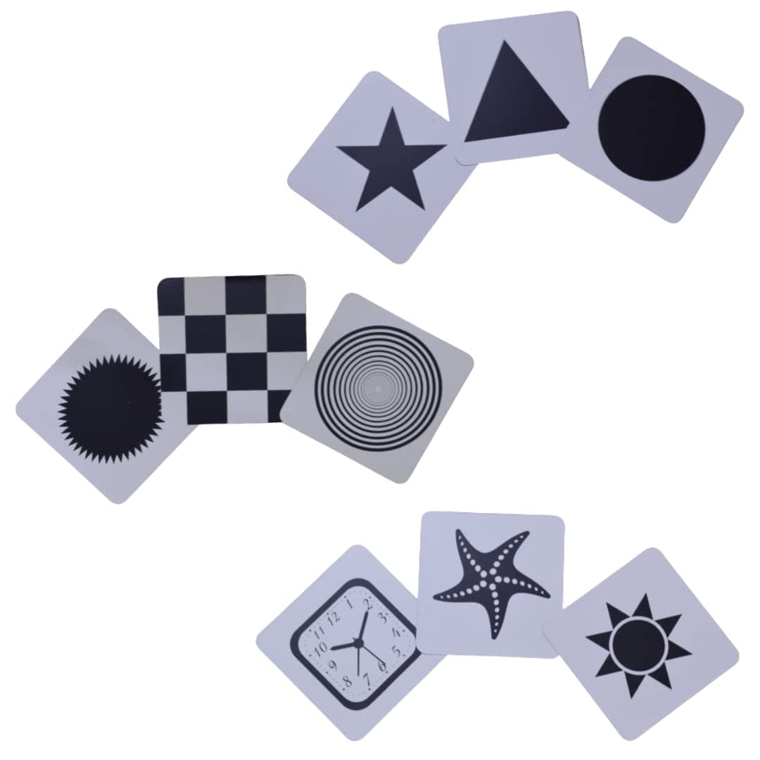 B4BRAIN Premium Newborn Baby Flash Cards - Non-Tearable, High-Contrast Visual Stimulation & Sensory Development for 0-12 Months | Set of 9 Durable Cards for Early Learning & Cognitive Growth