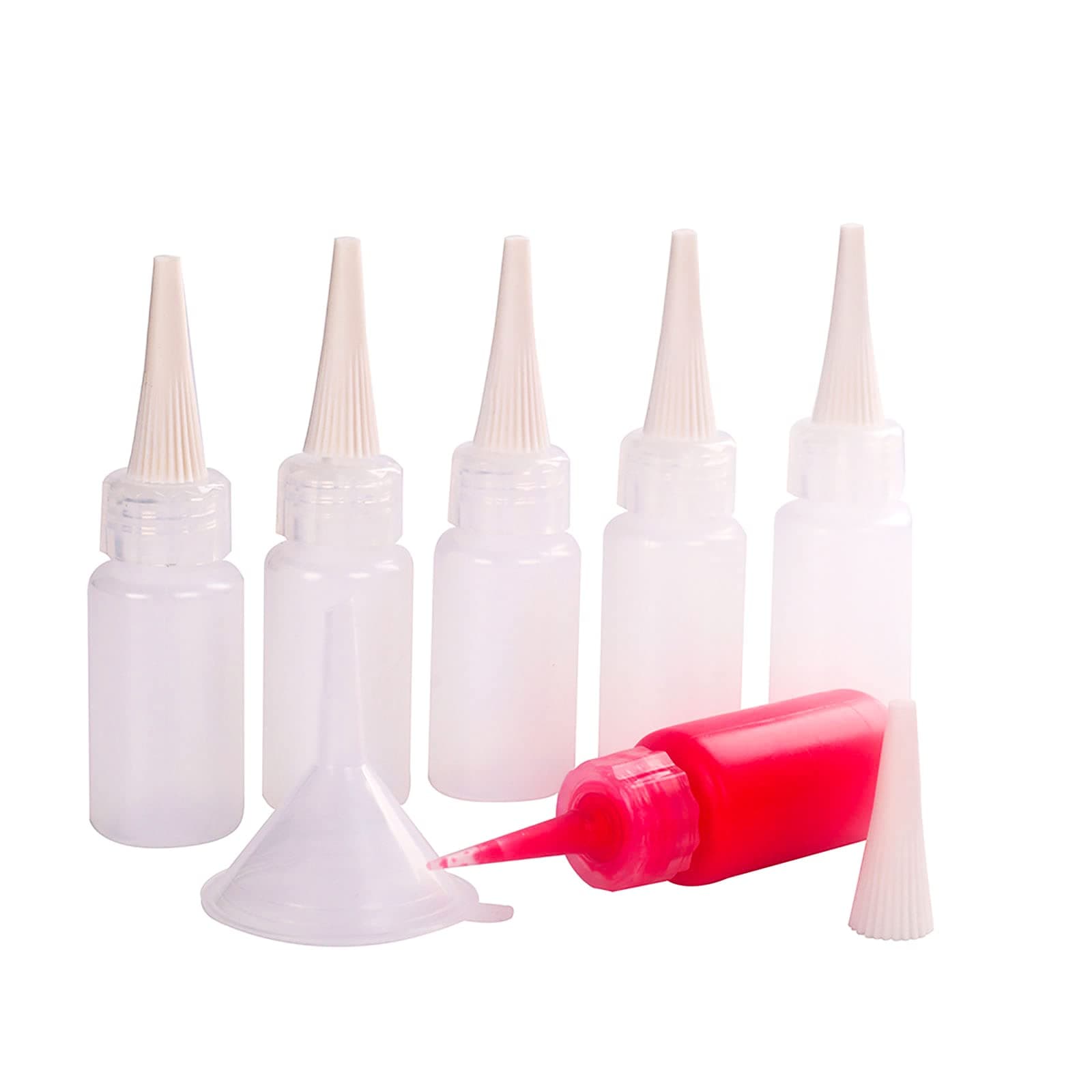 1oz Needle Tip Squeeze Bottle, Precision Tip Applicator Bottle with a Funnel for Small Gluing Projects, Acrylic Painting, 6 Pack