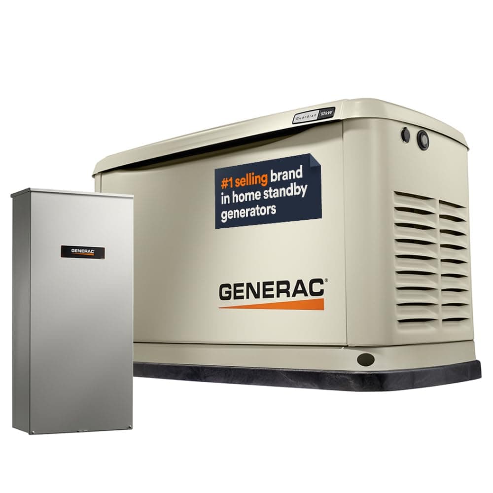 Generac 7172 10kW Air Cooled Guardian Series Home Standby Generator with 100 Amp Transfer Switch - Comprehensive Protection - Smart Control - Multi-Purpose Power Supply - Wi-Fi Connection - Real-Time