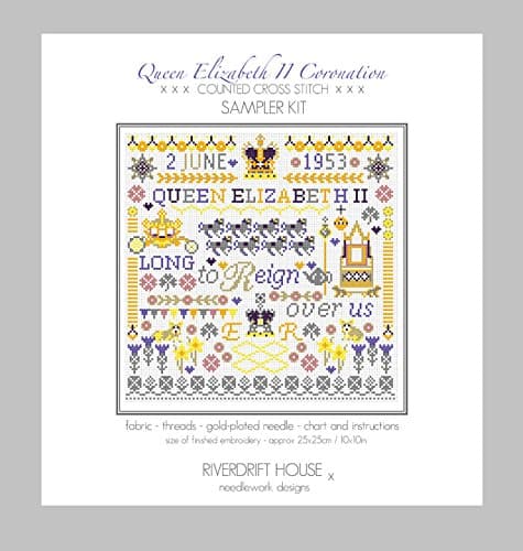 Riverdrift House QUEEN ELIZABETH II CORONATION SAMPLER Cross Stitch Kit
