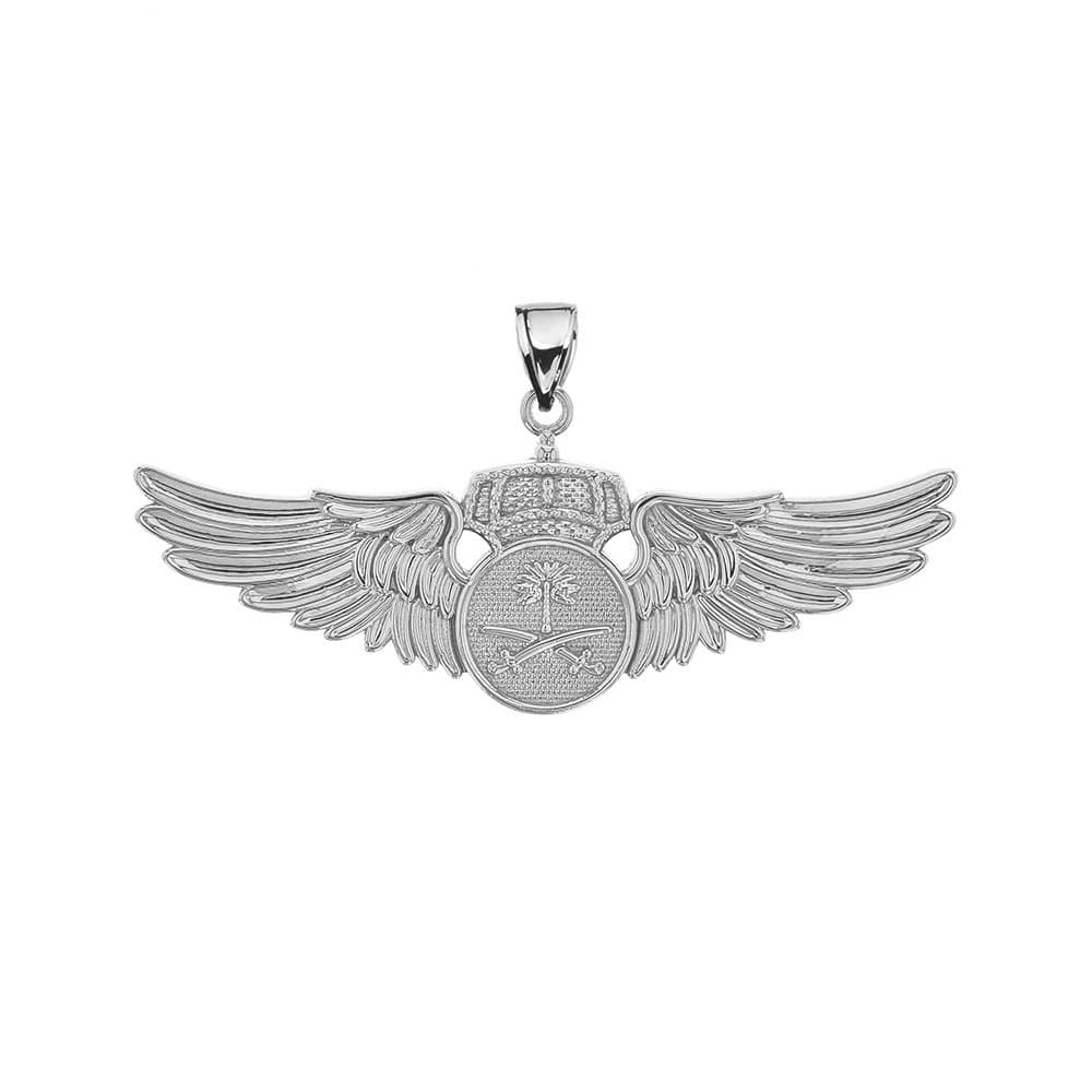 Sterling Silver Royal Saudi Arabia Air Force Wings Insignia Pendant