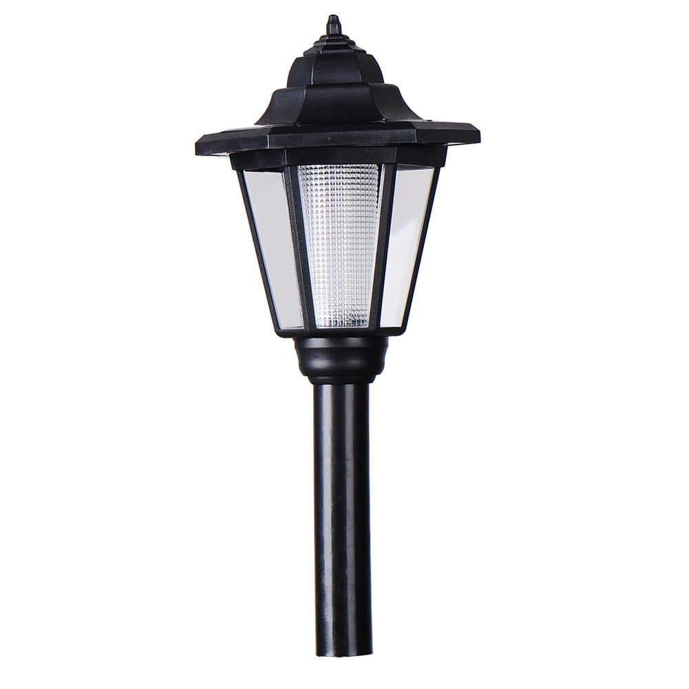 Sobotoo Garden Lamp Post - Outdoor Solar Post Light - Solar Powered Black Garden Lantern Lamp Post Light Lawn Post Lamp Patio Pathway Walkway (White)